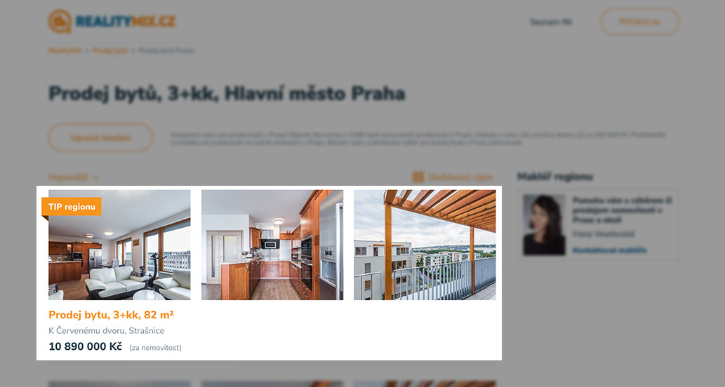 Nové reklamní pozice - Homepage Centrum.cz a Tip regionu a Makléř regionu na RealityMIX.cz